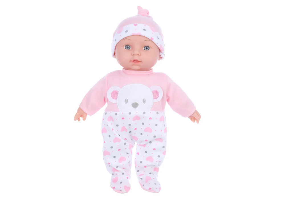 Lean Toys Lėlė su Rožine Pižama ir Meškučio Kepure, 30 cm