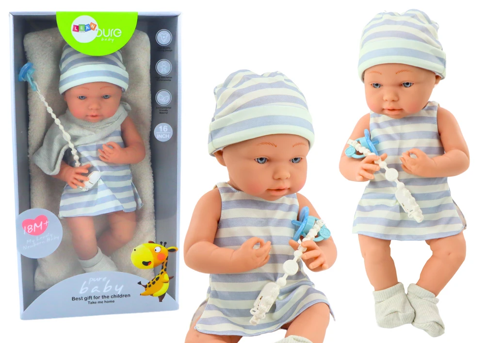 Lean Toys 42 cm lėlė su priedais vaikams nuo 18 mėn.