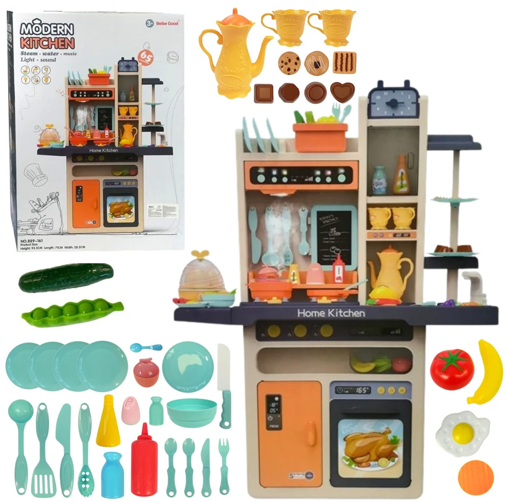 Lean Toys Vaikiška virtuvėlė su šviesos efektais ir priedais