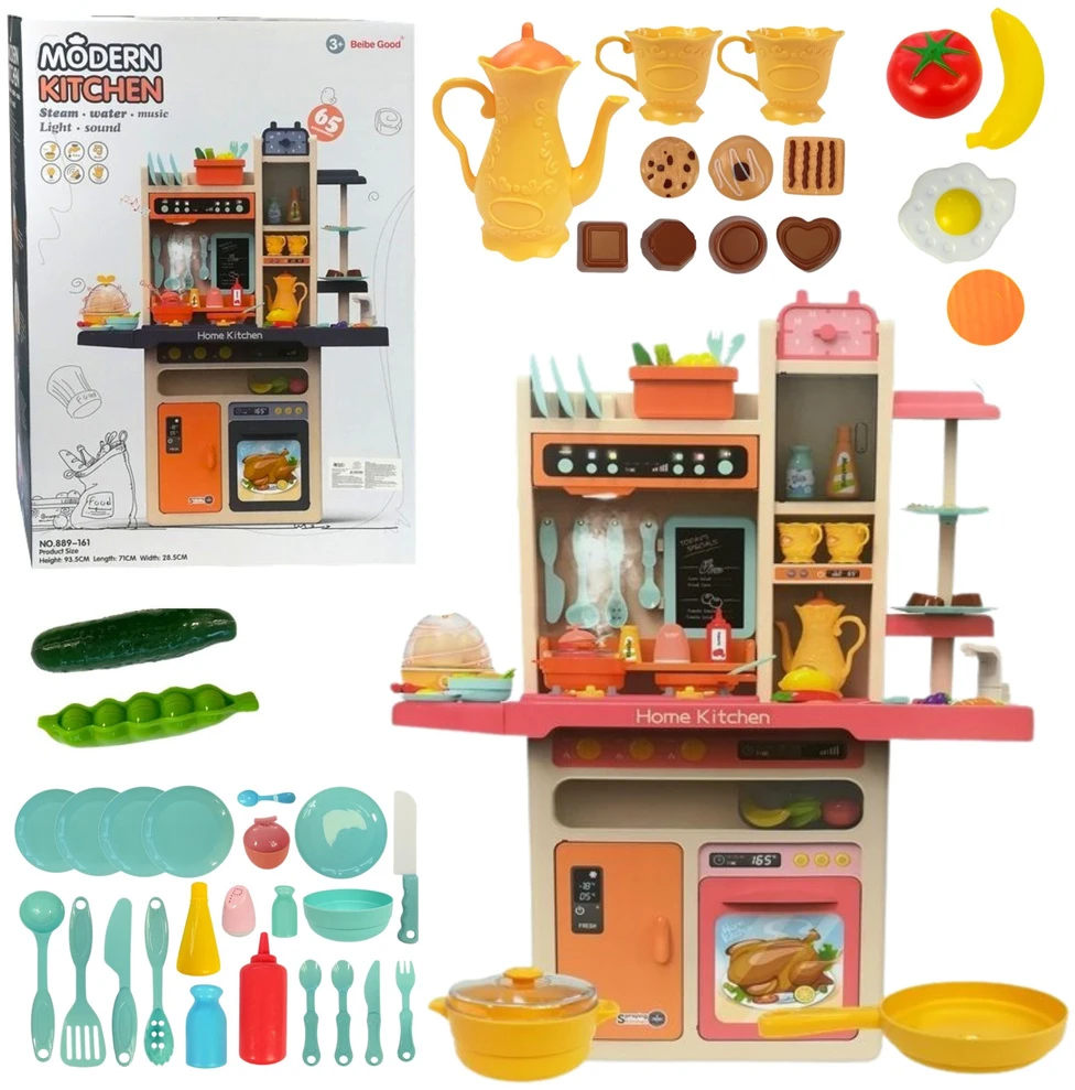 Lean Toys Vaikiška virtuvėlė su šviesos ir garso efektais, rožinė