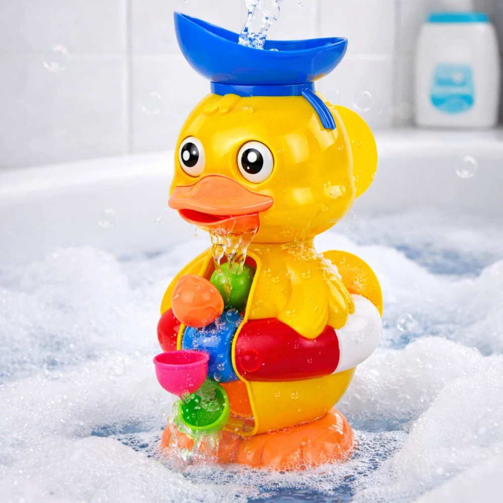 Lean Toys Vonios žaislas antis su malūnėliu