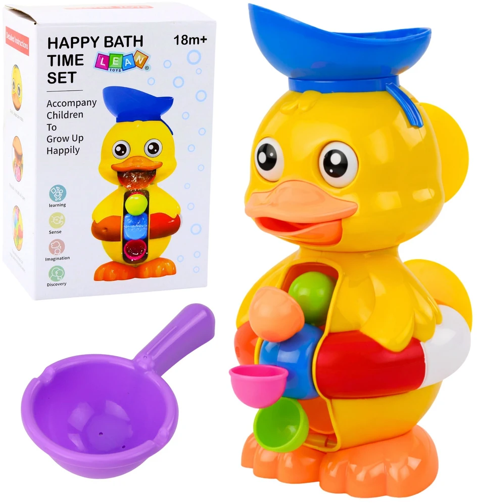 Lean Toys Vonios žaislas antis su malūnėliu