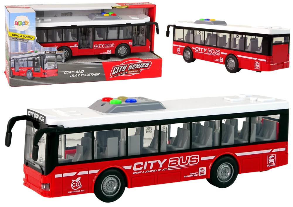 Lean Toys Baterijomis varomas autobusas su šviesomis ir garsais, 1:16 mastelis