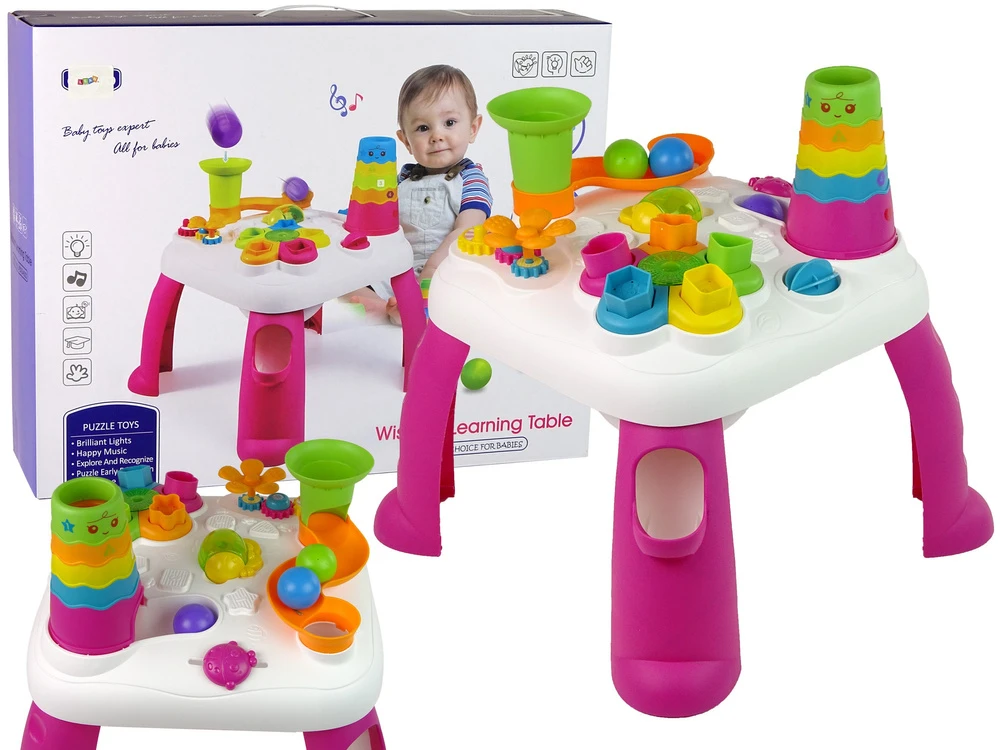 Lean Toys Interaktyvus žaidimų stalas LeanToys su kaladėlėmis, 40x40x51 cm