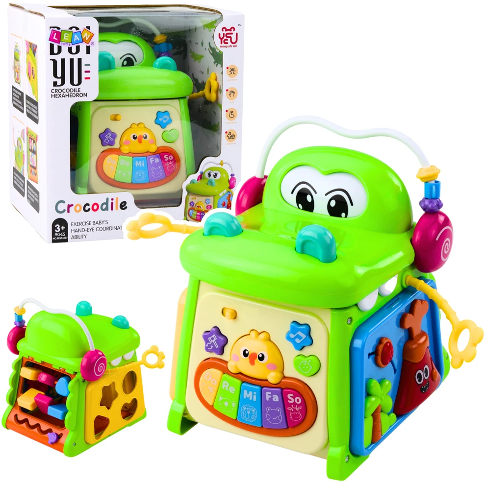 Lean Toys Interaktyvus edukacinis kubas su fortepijonu ir formų rūšiuokliu