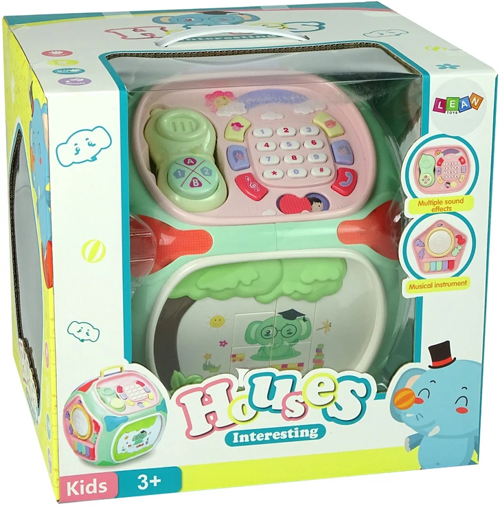 Lean Toys Interaktyvus mokomasis kubas su formomis ir pianinu