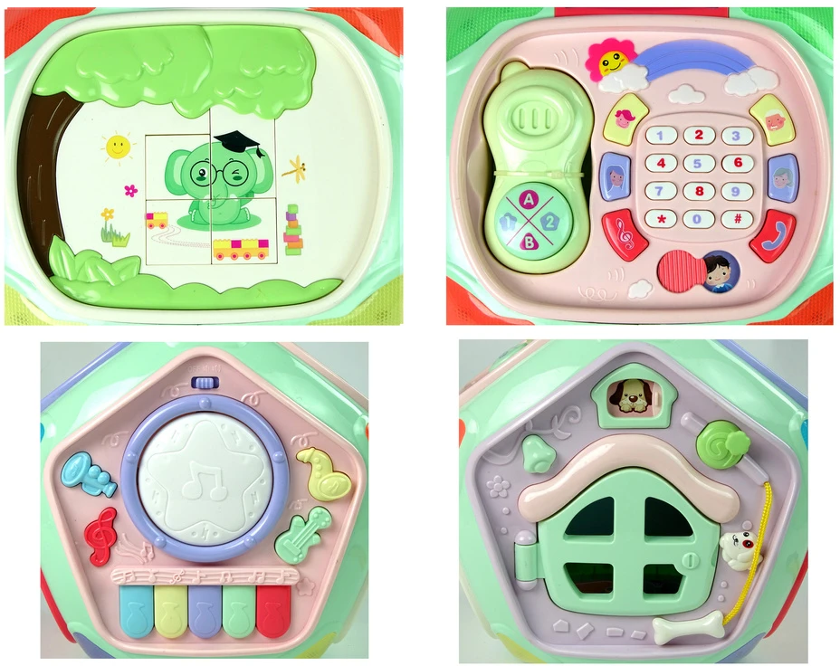 Lean Toys Interaktyvus mokomasis kubas su formomis ir pianinu