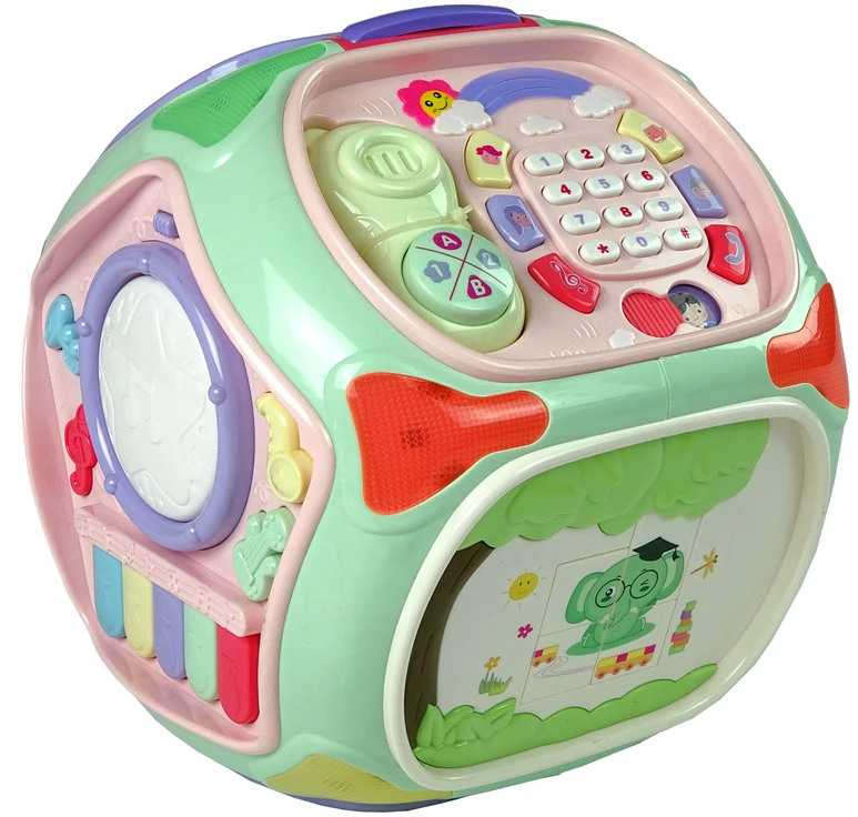 Lean Toys Interaktyvus mokomasis kubas su formomis ir pianinu