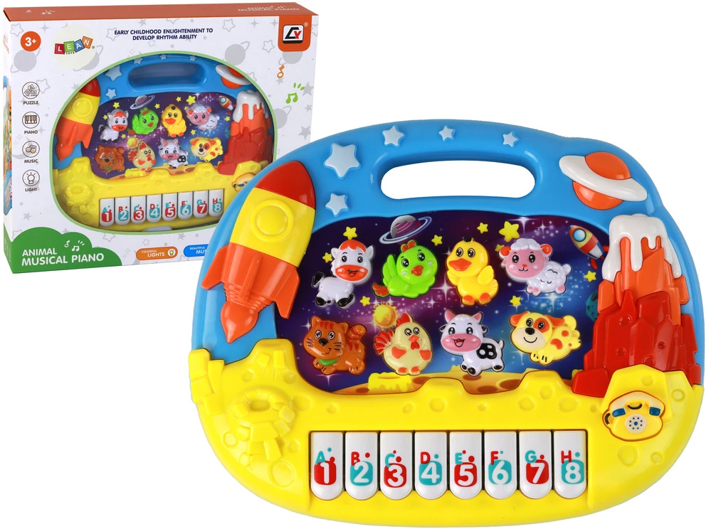 Vaikiškas edukacinis pianinas Lean Toys, kosmoso tema, 24x19x5 cm