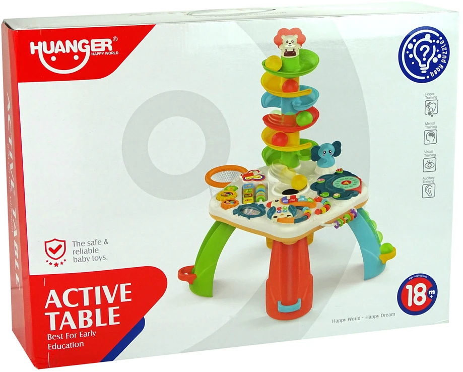 Lean Toys Interaktyvus žaislas vaikams su mokymosi lenta ir rutuline čiuožykla