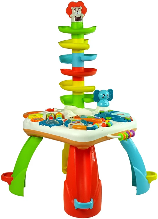 Lean Toys Interaktyvus žaislas vaikams su mokymosi lenta ir rutuline čiuožykla