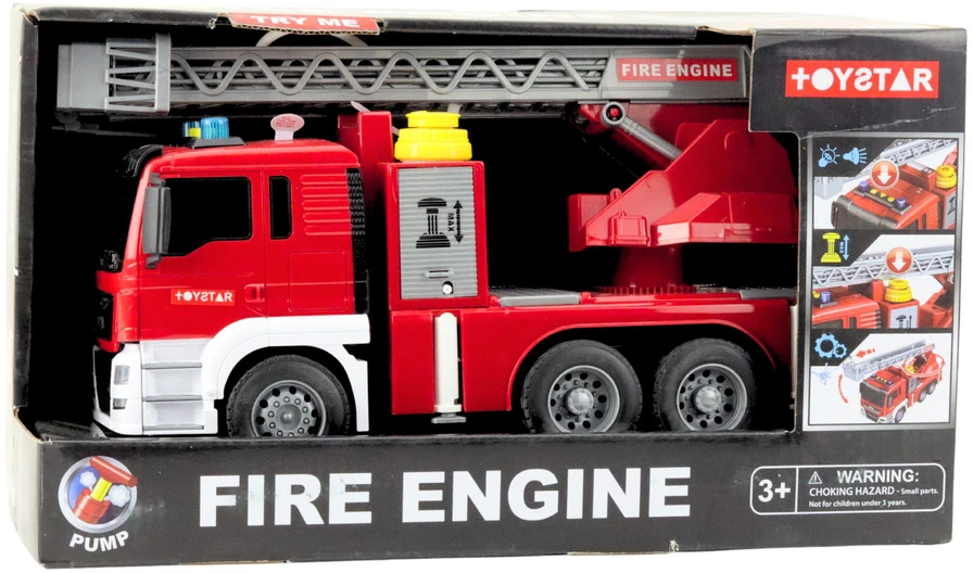 Lean Toys Žaislinė gaisrinė mašina su strėle ir vandens funkcija