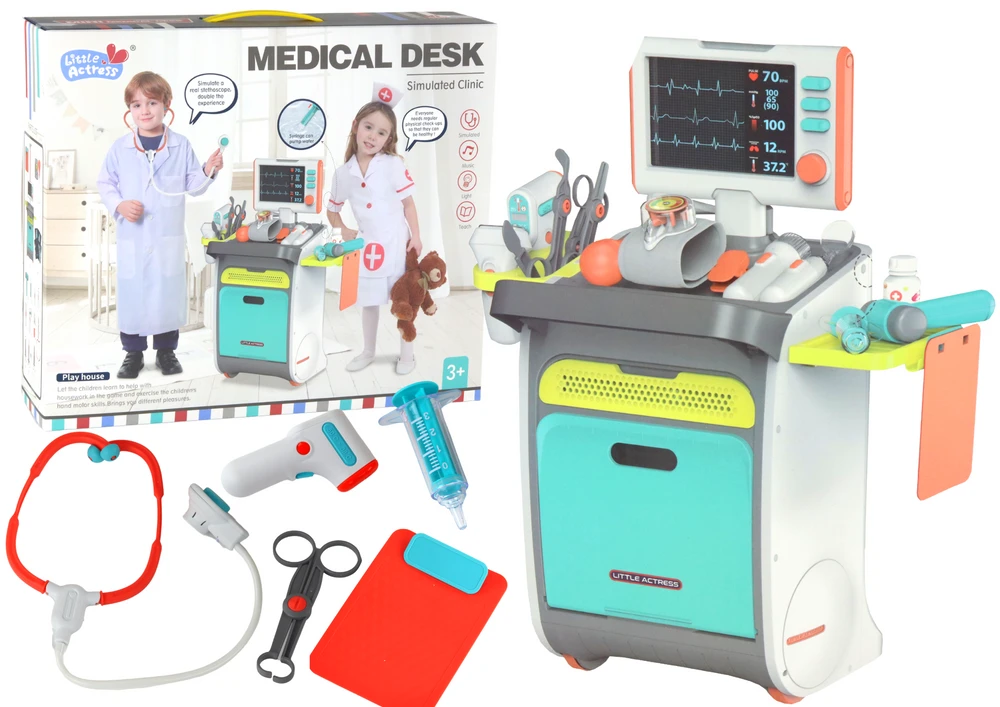 Lean Toys Žaislinis daktaro rinkinys su vežimėliu ir priedais LeanToys