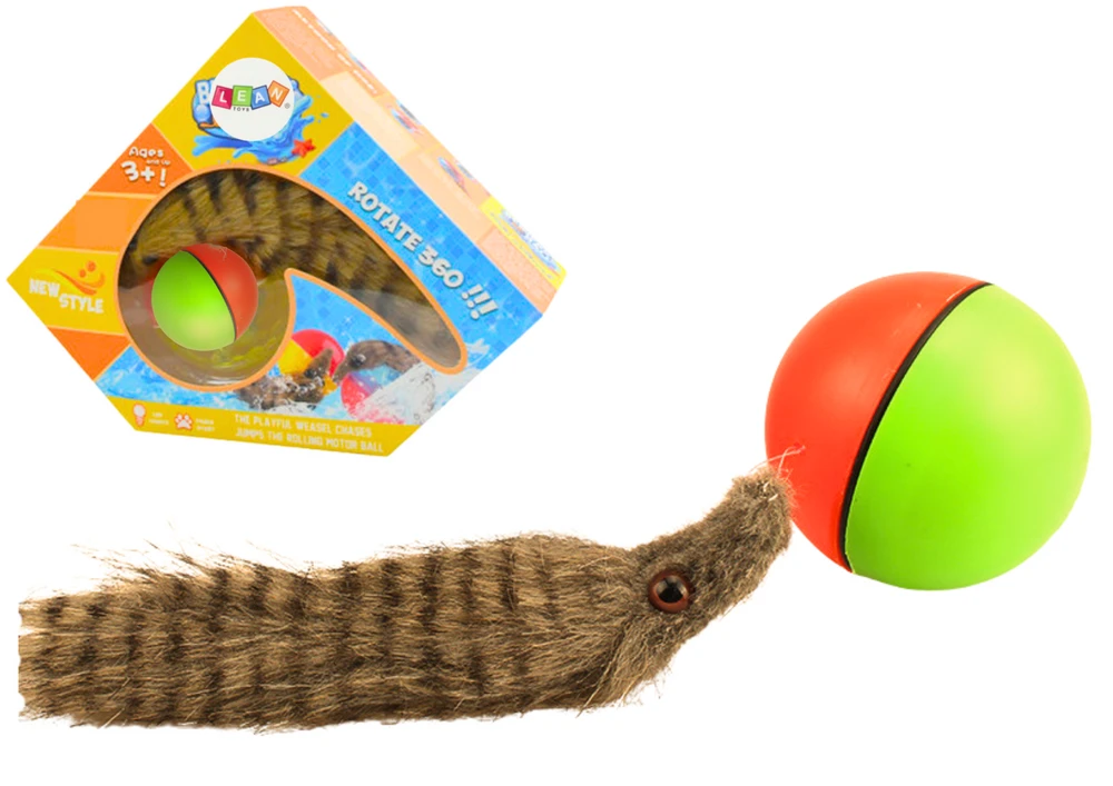 Lean Toys Interaktyvus kamuoliukas su pūkuota uodega, 14 cm