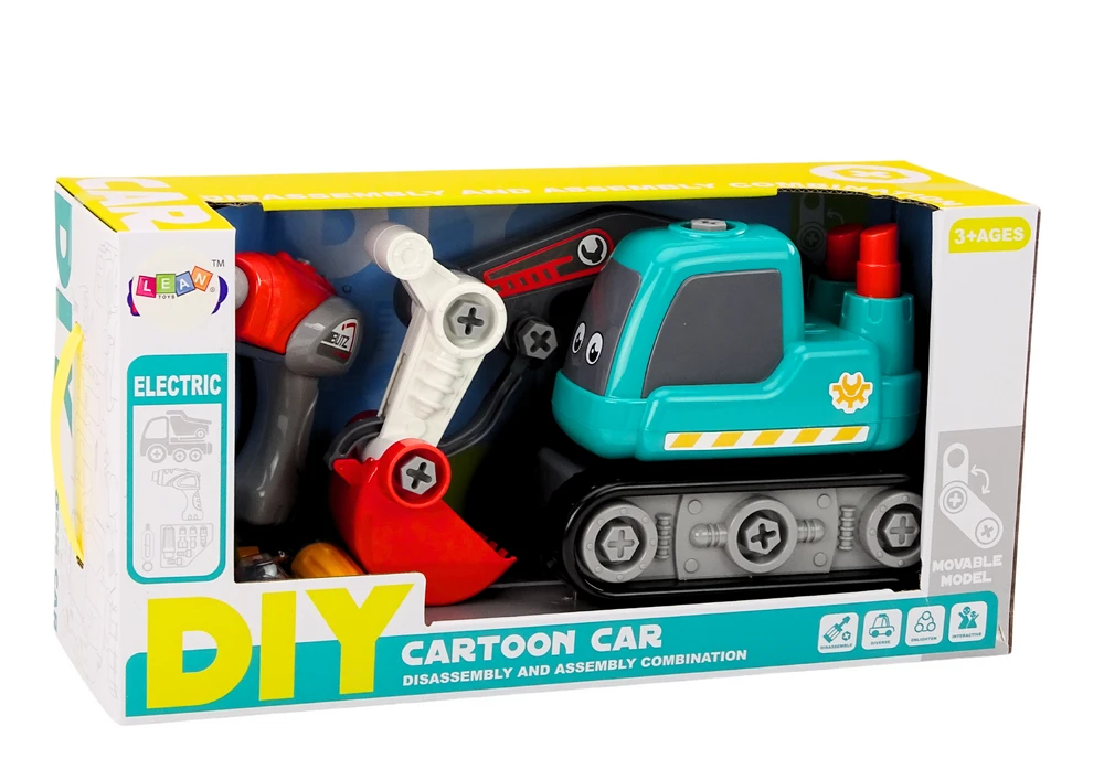 Lean Toys Vaikiškas surenkamas vikšrinis ekskavatorius