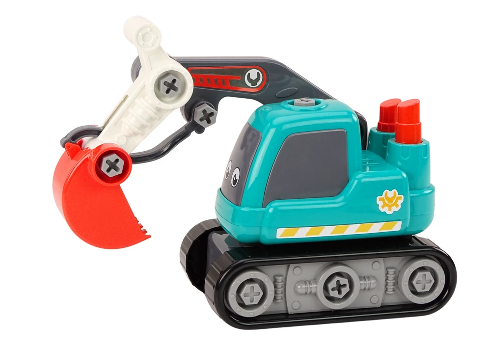 Lean Toys Vaikiškas surenkamas vikšrinis ekskavatorius