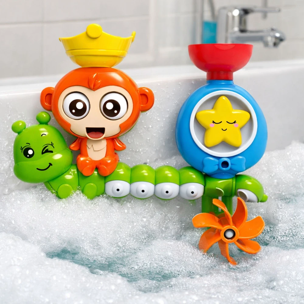 Lean Toys Vonios žaislas beždžionė su puodeliu