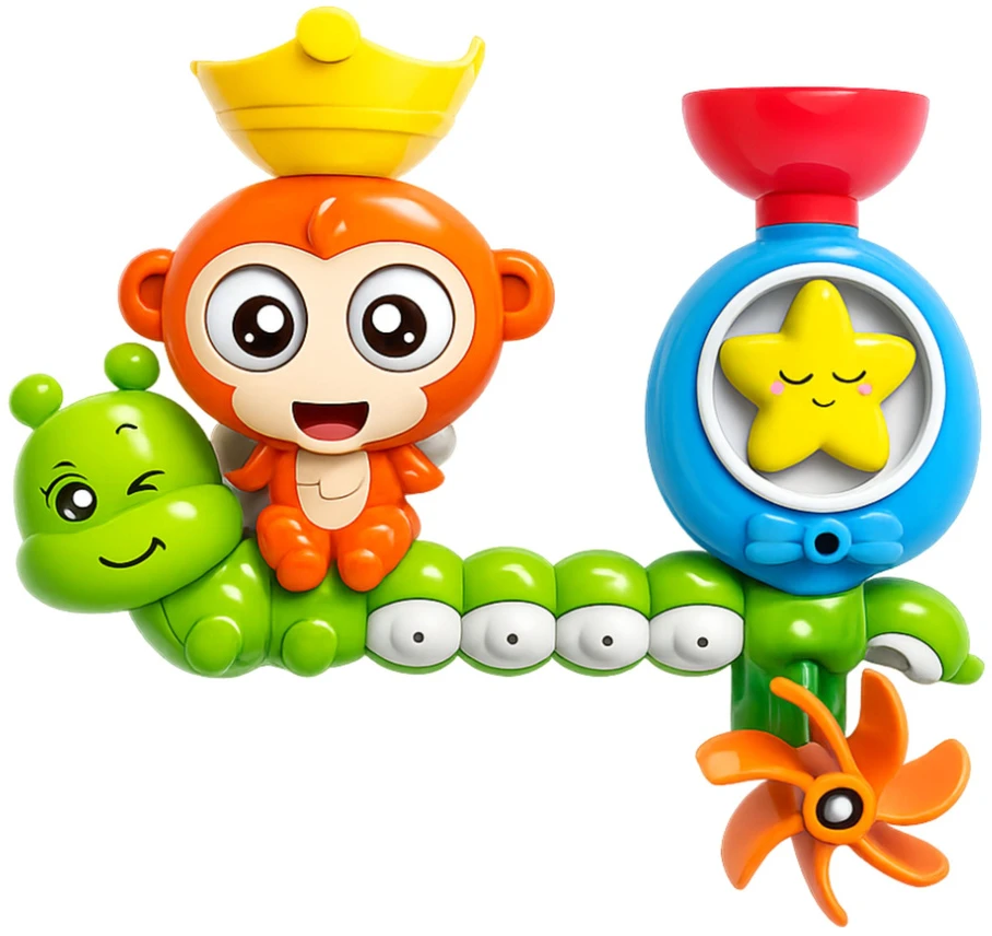 Lean Toys Vonios žaislas beždžionė su puodeliu