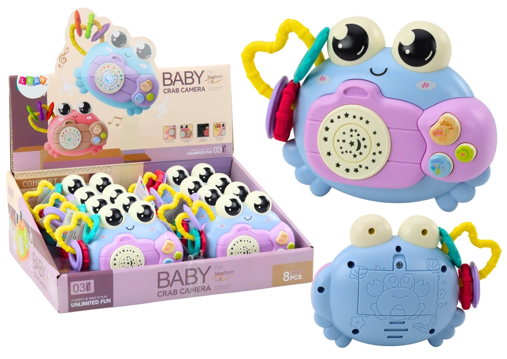 Lean Toys Mėlynas krabas su barškučiu ir projektoriumi