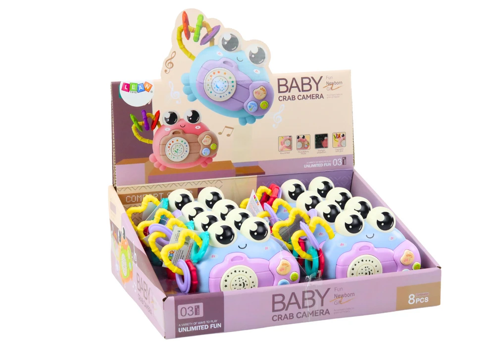 Lean Toys Mėlynas krabas su barškučiu ir projektoriumi