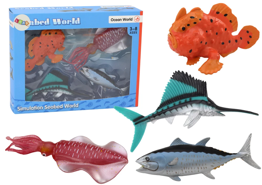 Lean Toys Jūros gyvūnų figūrėlių rinkinys (4 vnt.)