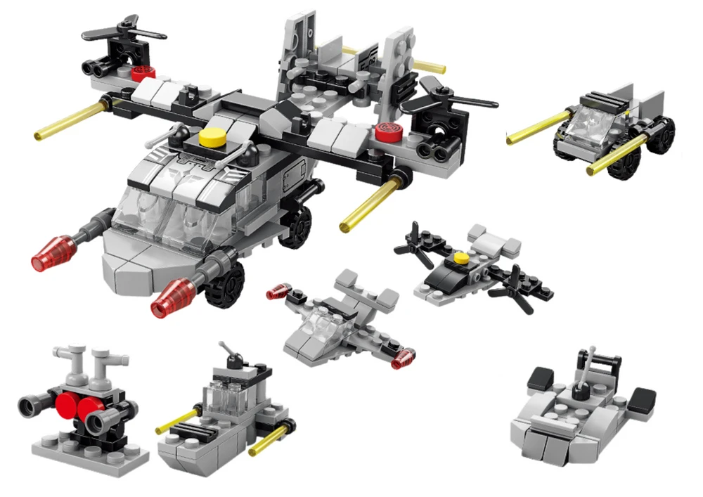 Lean Toys Sraigtasparnio konstravimo blokų rinkinys 6in1, 117 vnt.
