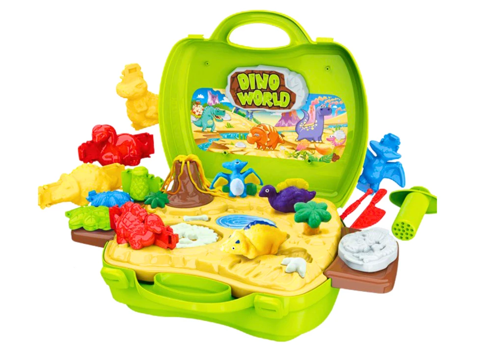 Lean Toys Dinozaurų pasaulio modelinas lagamine