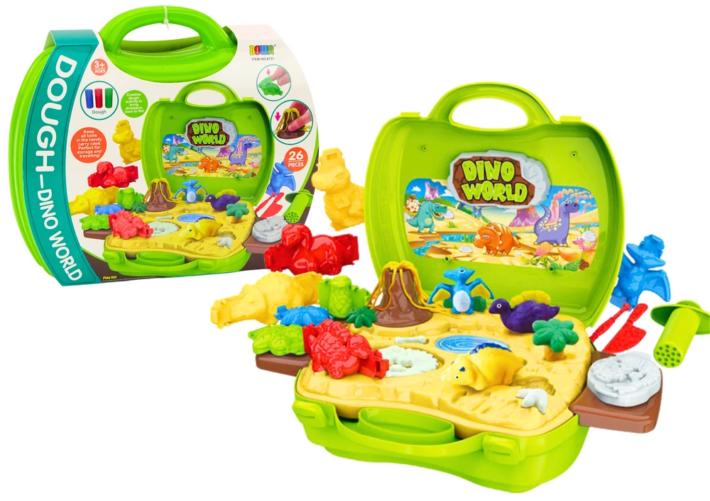Lean Toys Dinozaurų pasaulio modelinas lagamine