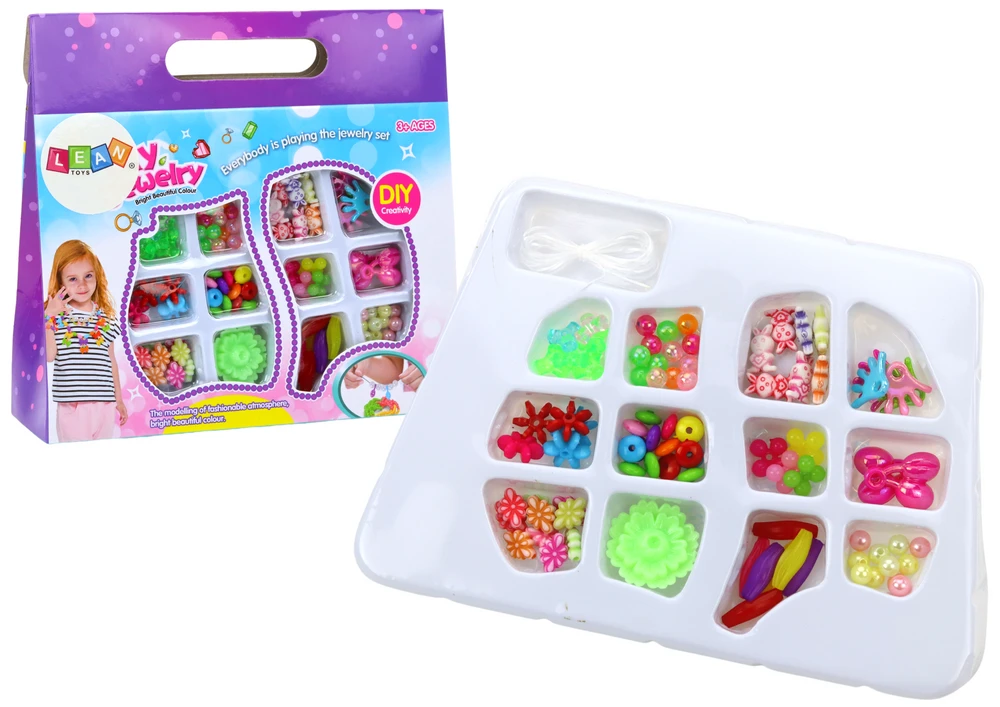Lean Toys Kūrybinis karoliukų rinkinys papuošalams kurti