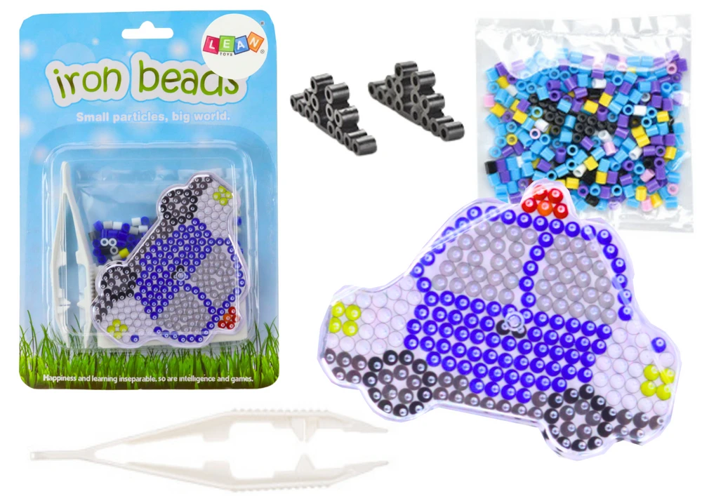 Lean Toys Vaikiškas kūrybinis karoliukų rinkinys su formomis