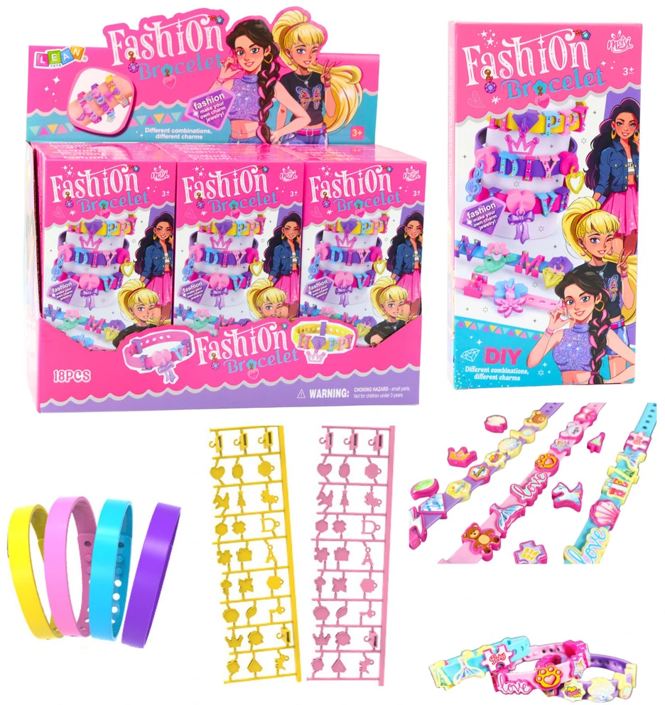 Lean Toys Apyrankių kūrimo rinkinys su pakabukais ir lipdukais, 4 reguliuojamos apyrankės