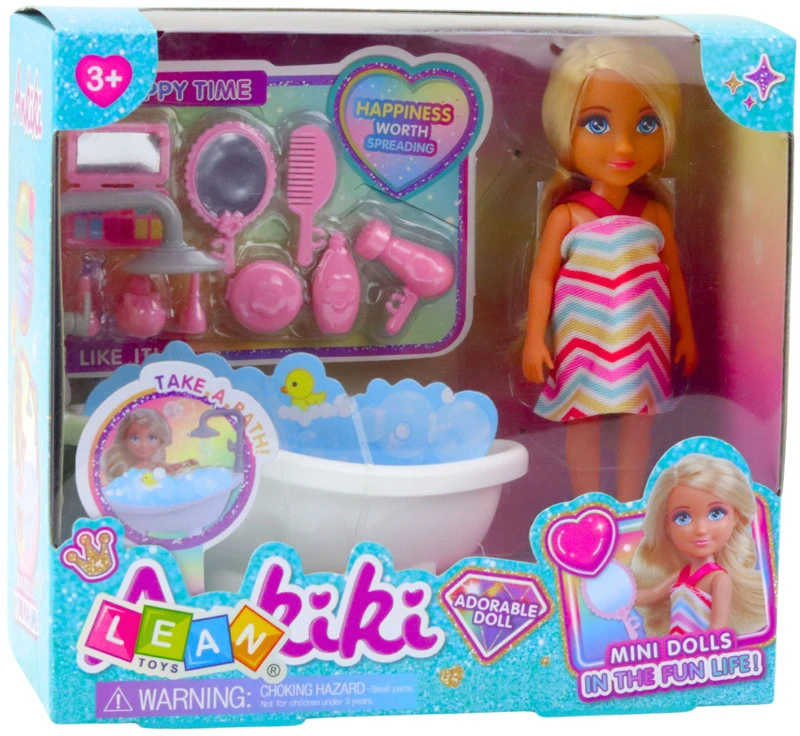 Lean Toys Lėlės rinkinys su vonia ir priežiūros priedais Ankiki