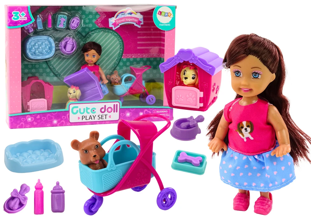 Lėlė su priedais Lean Toys, 16 vnt..