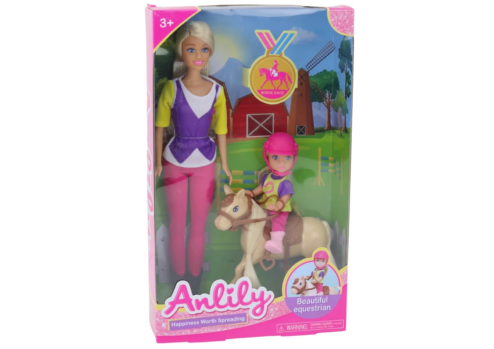 Lean Toys Anlily lėlės su vaiku ir poniuku