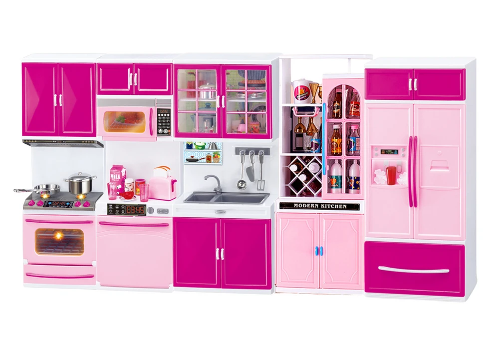 Lean Toys Virtuvės baldų rinkinys lėlėms su šviesomis ir garsais