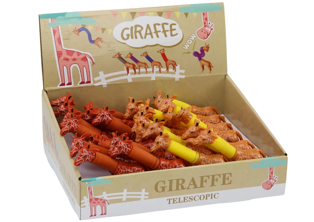 Lean Toys Žirafos formos tempiantis LED pop žaislas