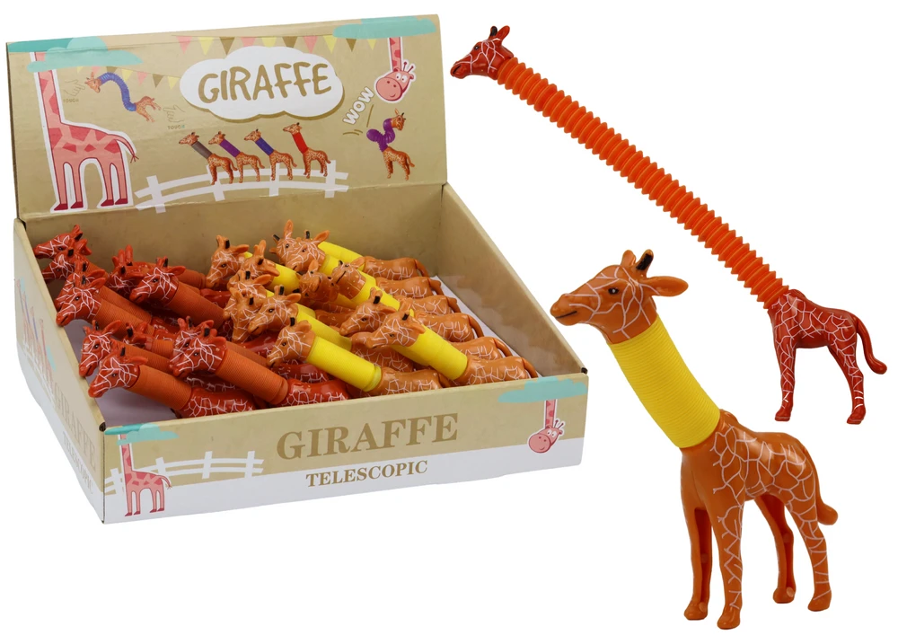 Lean Toys Žirafos formos tempiantis LED pop žaislas