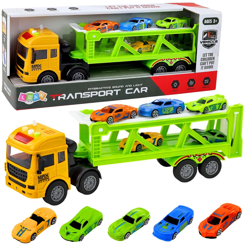 Lean Toys Žaislinis vilkikas su automobiliais 35 cm