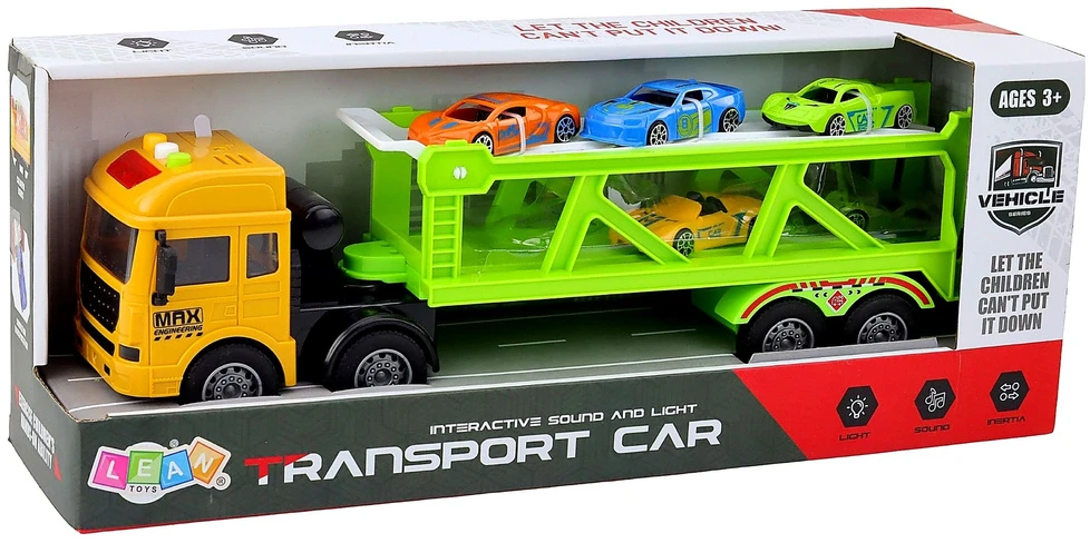 Lean Toys Žaislinis vilkikas su automobiliais 35 cm