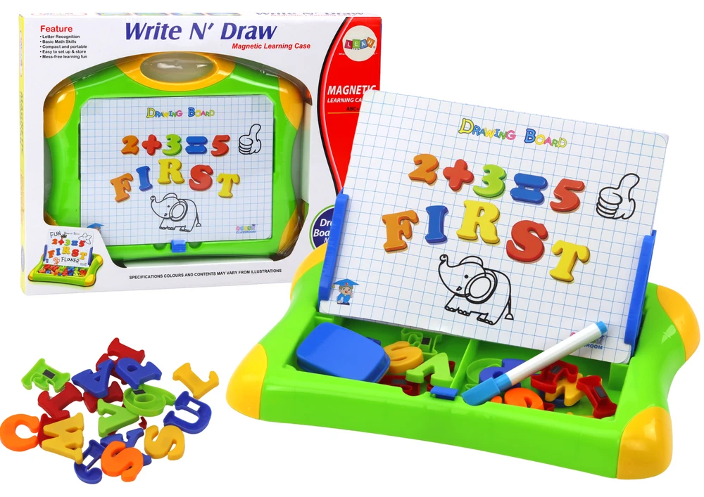 Lean Toys Magnetinė edukacinė lenta su raidėmis ir skaičiais