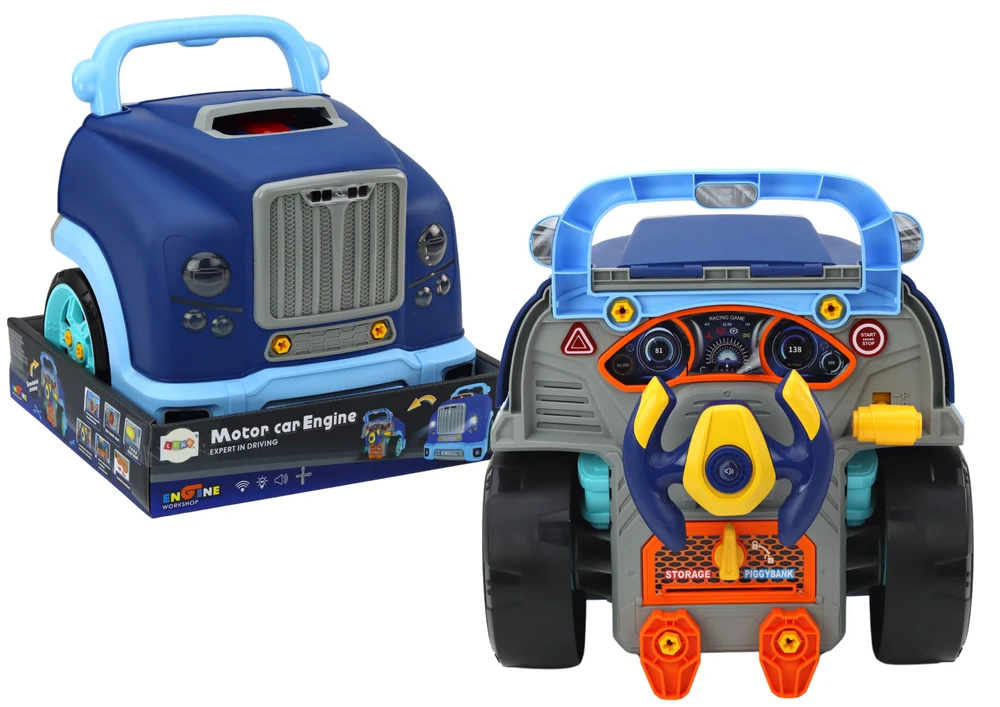 Lean Toys Mėlynas žaislinis sunkvežimis su remonto dirbtuvėmis vaikams
