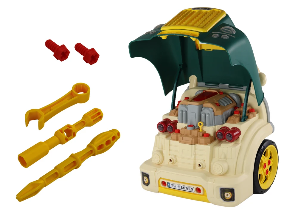 Žaislinis sunkvežimis dirbtuvės Lean Toys, su įrankiais