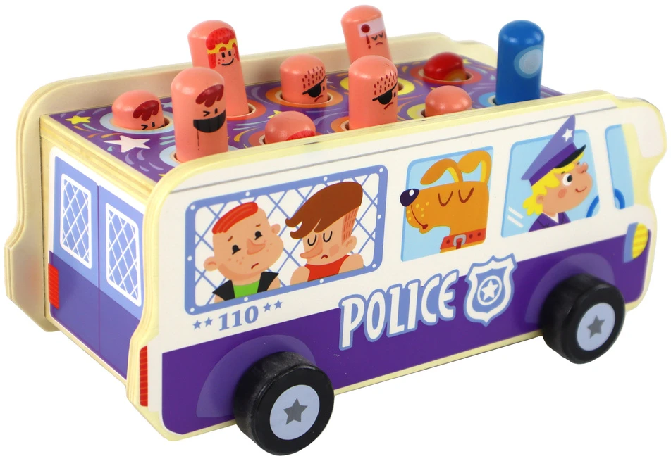 Lean Toys Medinis arkadinis žaidimas Dodgeball Policijos autobusas