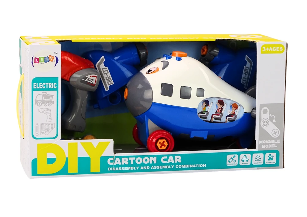 Lean Toys Mėlynas Vaikiškas Lėktuvas su Surinkimo Įrankiais