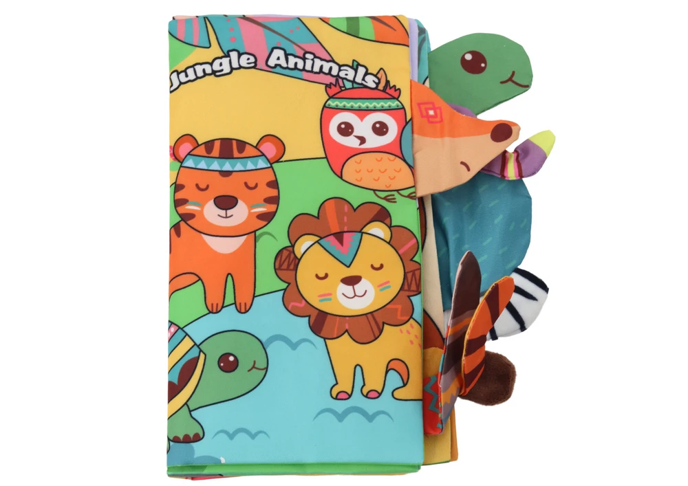 Lean Toys Minkšta šnypščianti gyvūnų džiunglių knygelė vaikams
