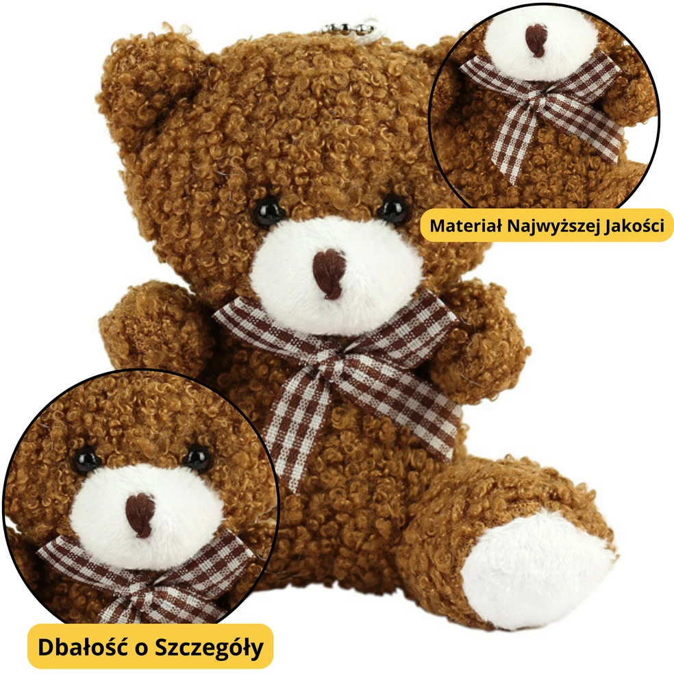 Lean Toys Meškiuko pliušinis raktų pakabukas 8 cm