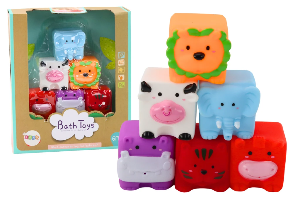 Lean Toys Minkšti vonios kubeliai gyvūnų formos