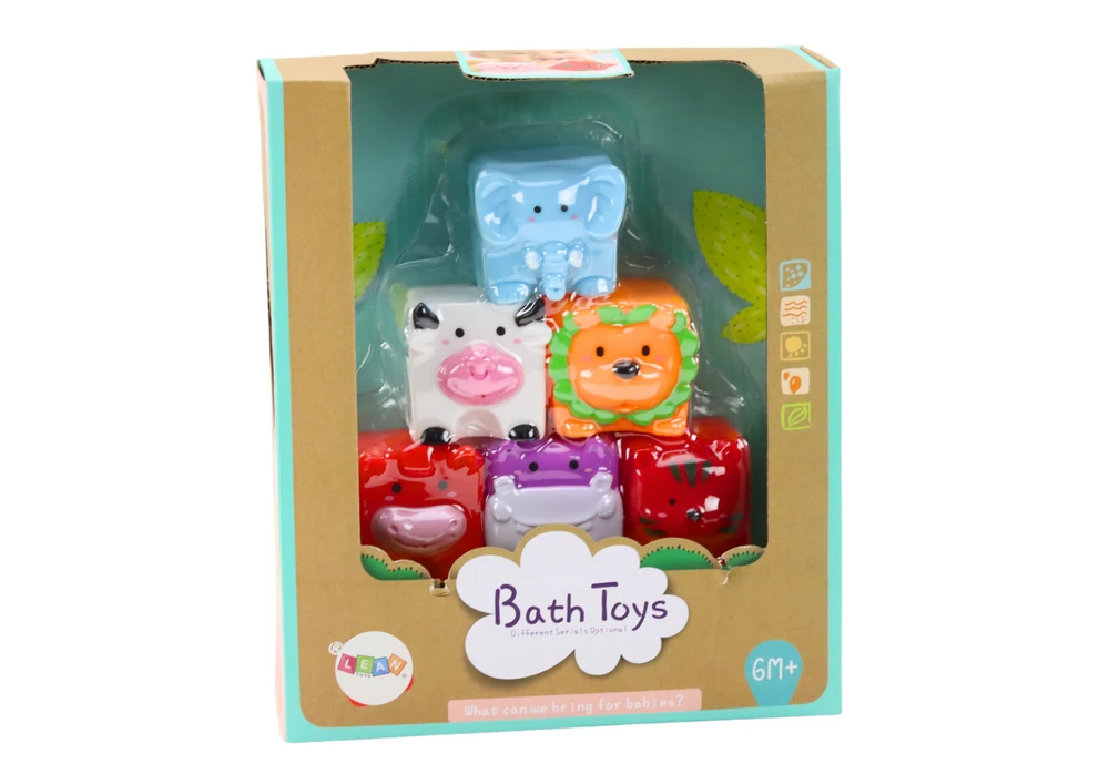 Lean Toys Minkšti vonios kubeliai gyvūnų formos