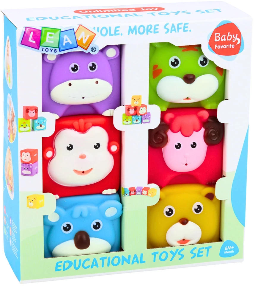 Lean Toys Guminės kaladėlės 6 vnt.
