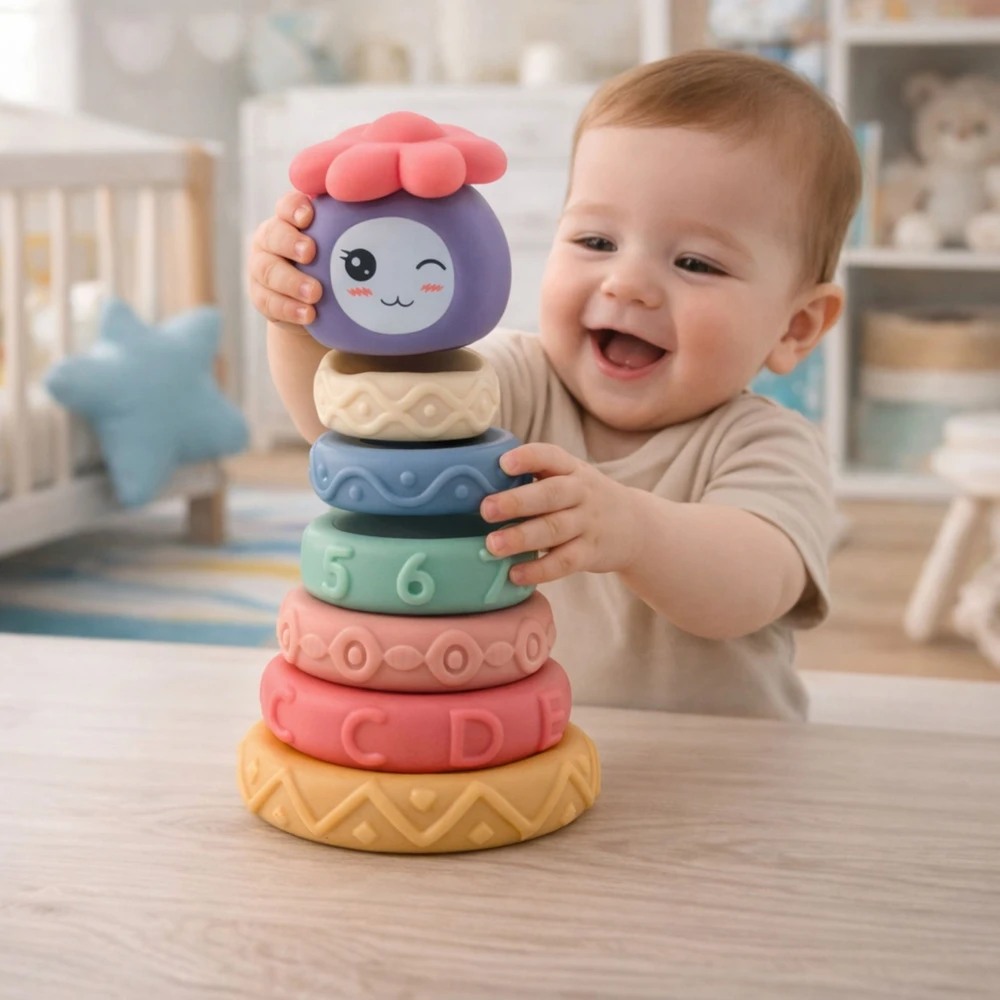 Lean Toys Minkšta sensorinė piramidė 8 dalių